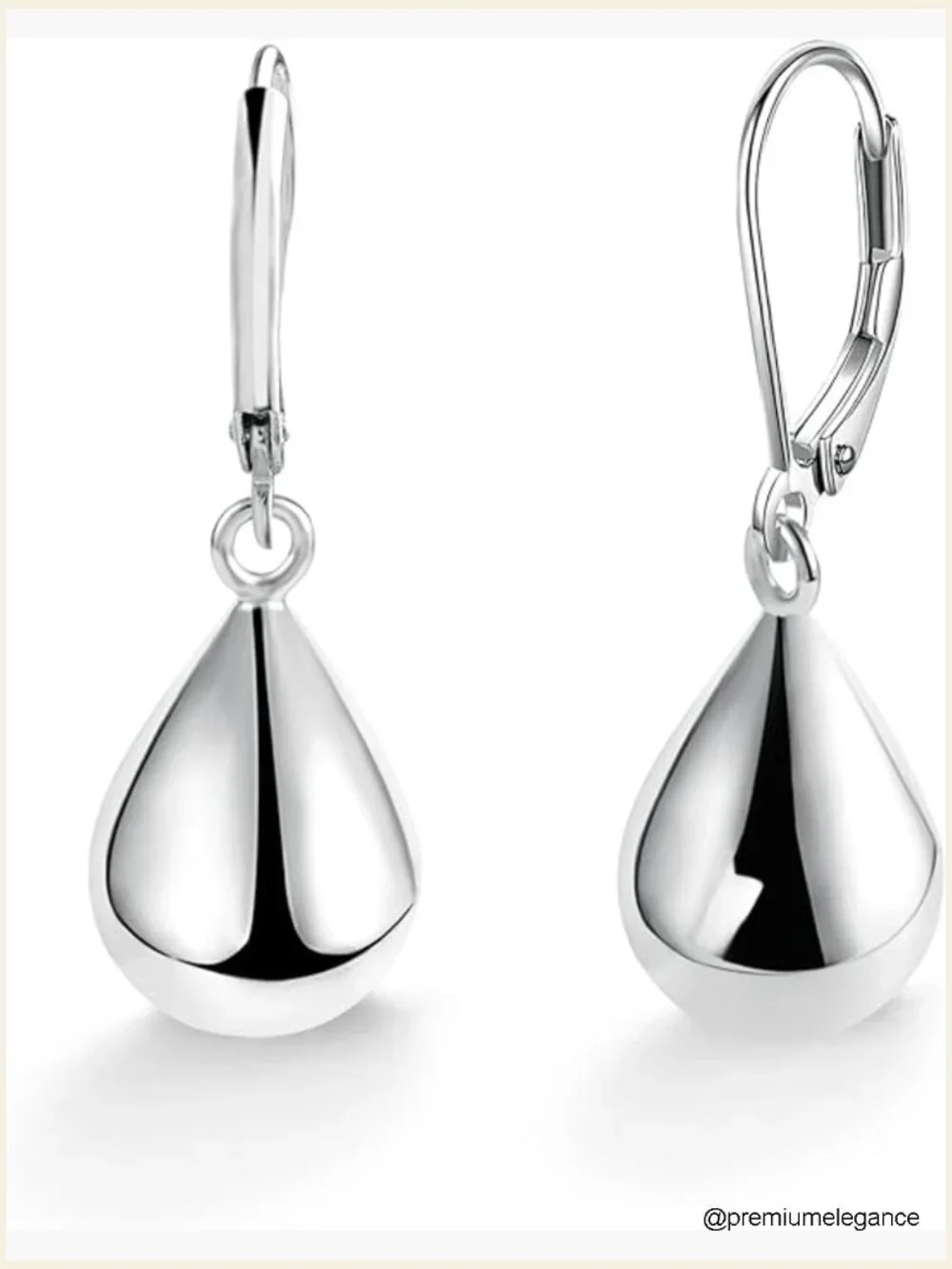 Sterling Silver Teardrop Leverback Dangle Earrings 10mm Lightweight